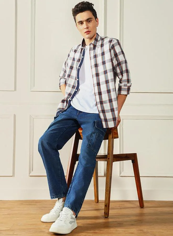 Dennis Lingo Blue Men Mid Rise Relaxed Fit Cargo Jeans for Men | Best Price UAE